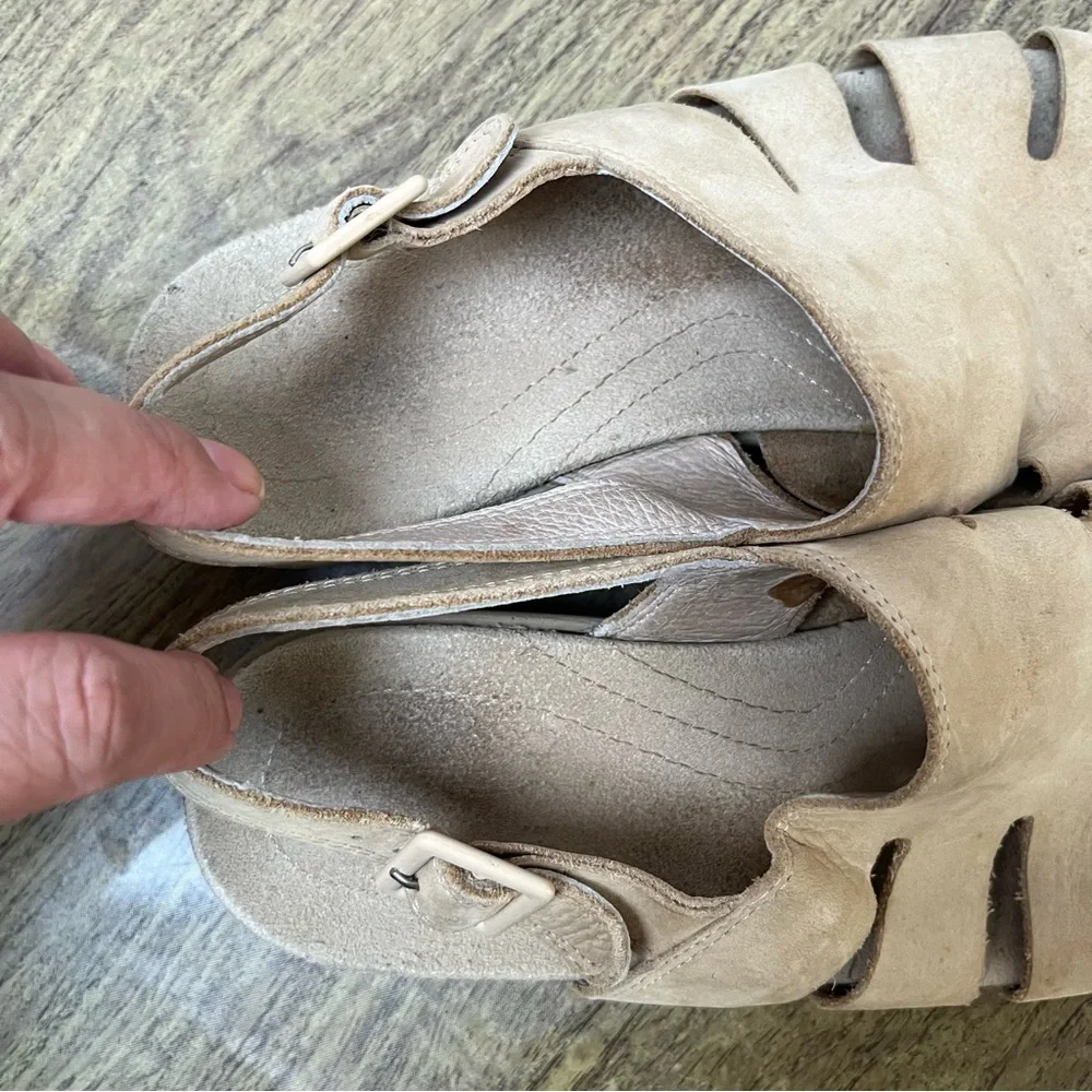 ECCO Beige Leather Wedge Sandals Size 39